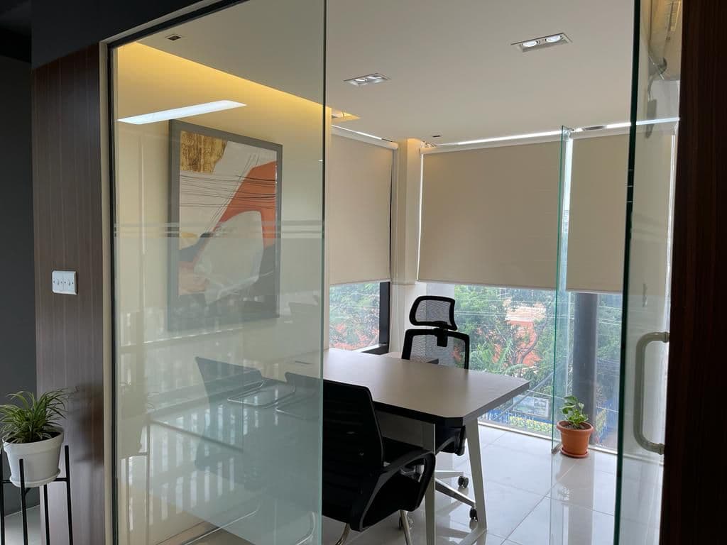 Contemporary Open Office with Dual Desk Layout