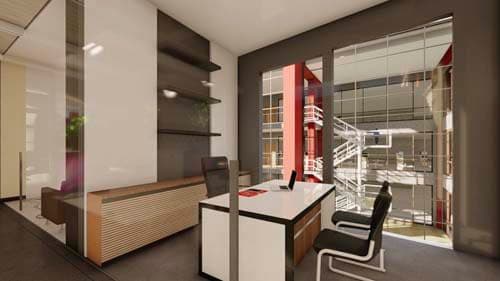 Modern Boardroom with Soft Lighting and Neutral Palette