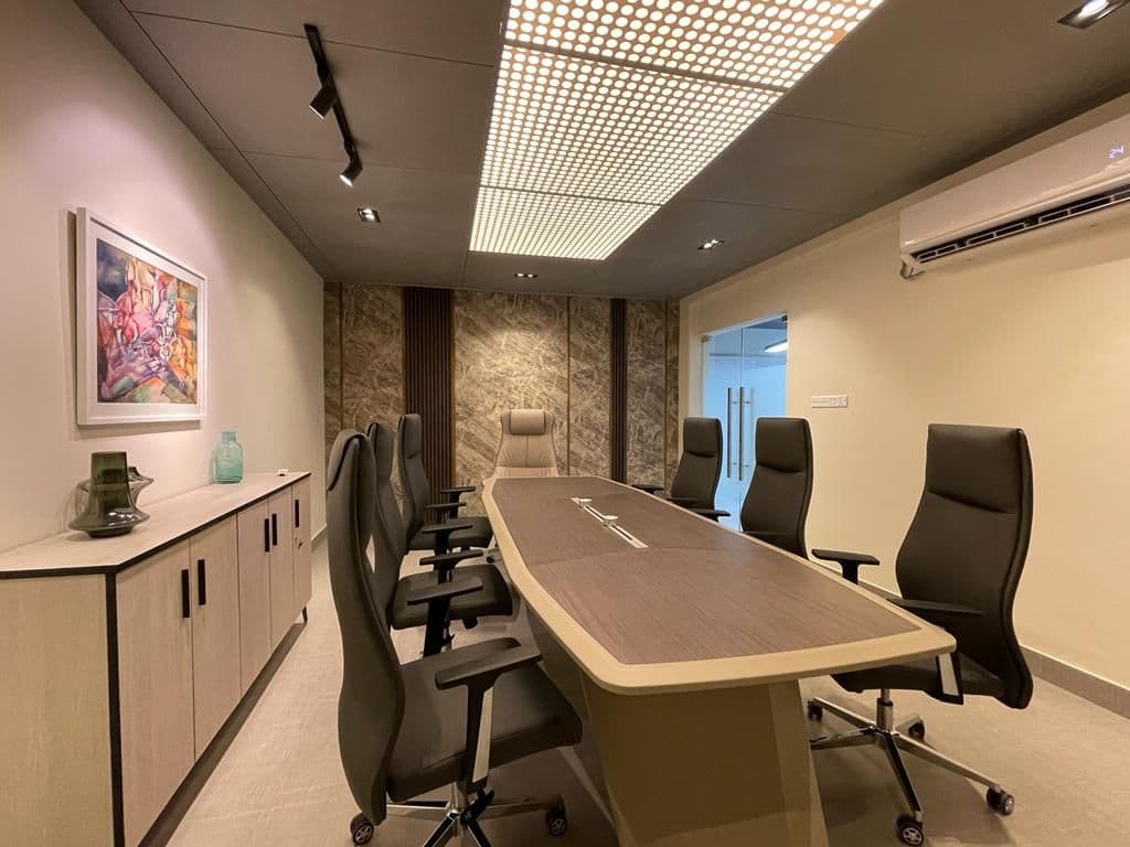 Executive Office with World Map Feature Wall